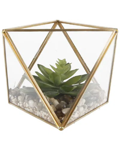 Flora Bunda Faux Succulents Garden In Squared Terrarium With Exposed Top In Multi