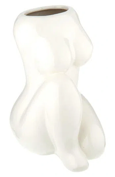 Flora Bunda Female Form Ceramic Vase In White