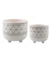 Flora Bunda Geo Ceramic Planter With Legs, Set Of 2 In White And Black