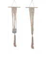 Flora Bunda 33in Hanging Macrame Planter Hanger In White