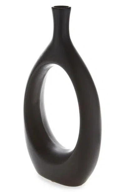 Flora Bunda Open Ceramic Vase In Black