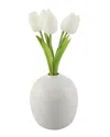 Flora Bunda Real-touch Tulips In 5in Vase In White