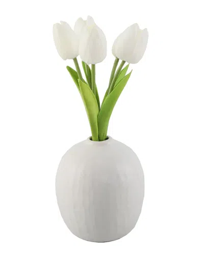 Flora Bunda Real-touch Tulips In 5in Vase In White
