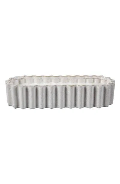Flora Bunda Ribbed Ceramic Candle In Gray