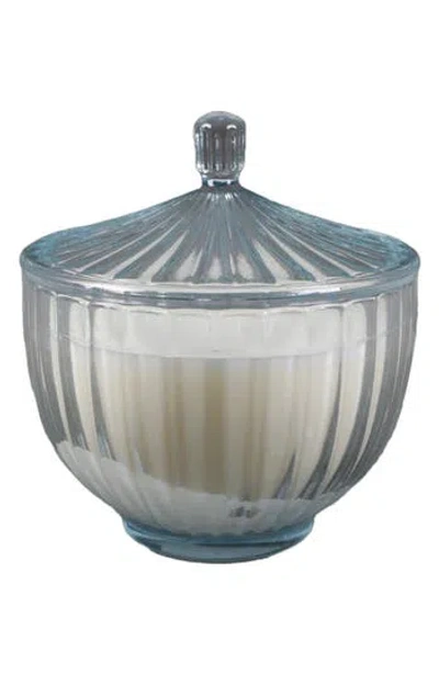 Flora Bunda Ribbed Glass Apothecary Candle In Blue