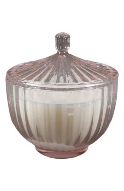 Flora Bunda Ribbed Glass Apothecary Candle In Pink
