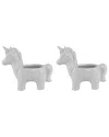 Flora Bunda Set Of 2 Ceramic Unicorn Pots