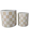 Flora Bunda Set Of 2 Checker Planters In Multi