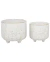 Flora Bunda Set Of 2 Dandelion Footed Ceramic Planters In White