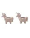Flora Bunda Set Of 2 Pink Ceramic Unicorn Pot In Pink