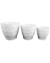 Flora Bunda Set Of 3 Mushroom Ceramic Pots In White