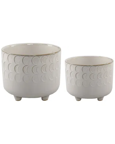 Flora Bunda Small Moon Phase Footed Planter In Ivory