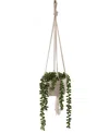 Flora Bunda String Of Pearls Macrame Hanging Ceramic Donkey Tails In White