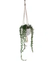 Flora Bunda String Of Pearls Macrame Hanging Ceramic Pot Donkey Tails, 4" In White