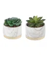 Flora Bunda Marble Artificial Succulent In White