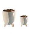 Flora Bunda Set Of 2 Footed Ceramics In Gray