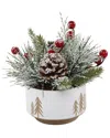 Flora Bunda Xmas Mix In 4.25in Ceramic Reverse Tree Pot In White