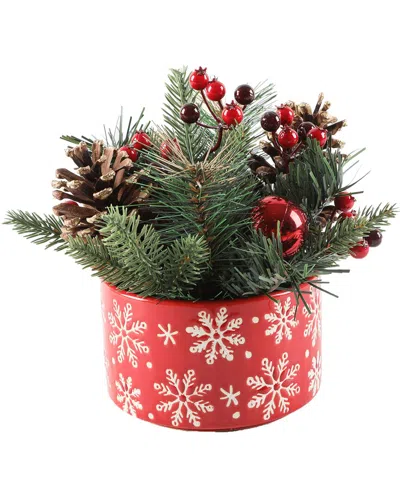 Flora Bunda Xmas Mix In 5in White Snowflakes Ceramic