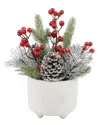 Flora Bunda Xmas Mix In Joy Wreath Ceramic Pot In Ivory