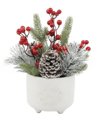 Flora Bunda Xmas Mix In Joy Wreath Ceramic Pot In Ivory