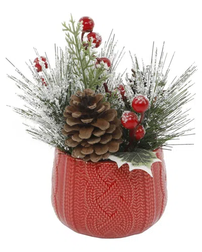 Flora Bunda Xmas Mix In Red Sweater Ceramic Pot