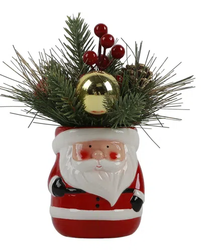 Flora Bunda Xmas Mix In Santa Ceramic Pot In Red