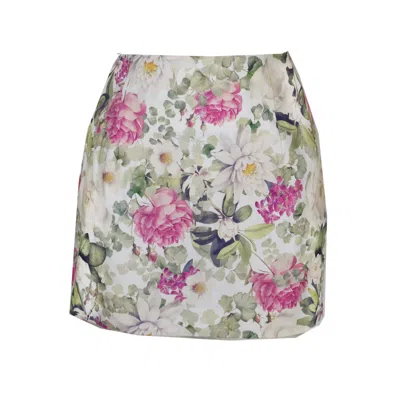 Flora By Alexandria Women's Green / Pink / Purple Claudia Floral Mini Skirt In Rose In Green/pink/purple