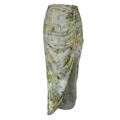 Flora By Alexandria Women's Green / Yellow Maxine Floral Wrap Skirt In Multi