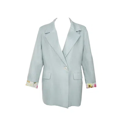 Flora By Alexandria Women's Khatie Blue Linen Blazer