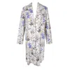 FLORA BY ALEXANDRIA WOMEN'S PINK / PURPLE / YELLOW CLAUDIA FLORAL LINEN JACKET IN PERIWINKLE
