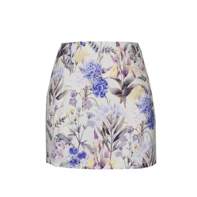 Flora By Alexandria Women's Pink / Purple / Yellow Claudia Floral Mini Skirt In Periwinkle In Pink/purple/yellow