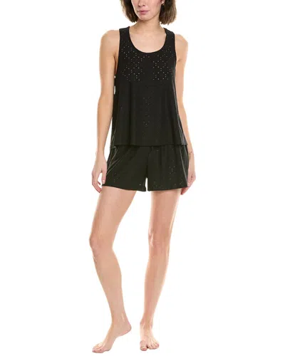 Flora By Flora Nikrooz 2pc Eyelet Tank & Short Set In Black