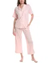 Flora By Flora Nikrooz 2pc Knit Notch Collar Capri Pajama Set