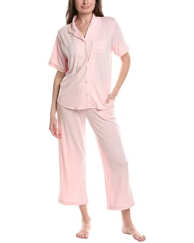 Flora By Flora Nikrooz 2pc Knit Notch Collar Capri Pajama Set