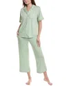 Flora By Flora Nikrooz 2pc Knit Notch Collar Capri Pajama Set