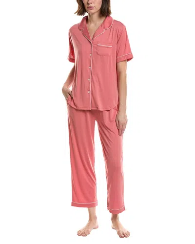 Flora By Flora Nikrooz 2pc Knit Notch Collar Capri Pajama Set In Multi