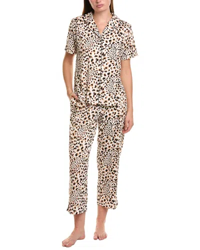 Flora By Flora Nikrooz 2pc Printed Knit Notch Collar Pajama Set