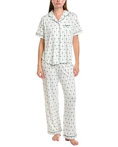 Flora By Flora Nikrooz 2pc Printed Knit Notch Collar Pajama Set In Multi