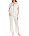 Flora By Flora Nikrooz 2pc Solid Shadow Stripe Jacquard Pajama Set In White