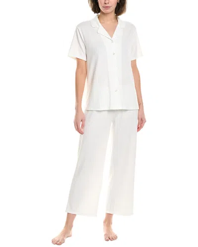 Flora By Flora Nikrooz 2pc Textured Shirt & Pant Set In White