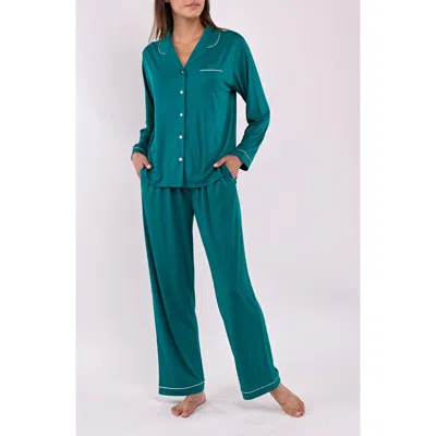 Flora By Flora Nikrooz Alice Long Sleeve Top & Pants Pajamas In Emerald