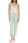 Flora By Flora Nikrooz Amari Camisole, Shorts & Pants 3-piece Pajamas In Sage