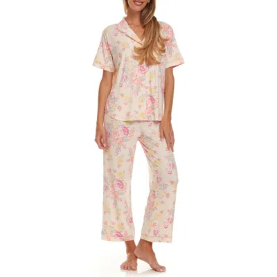 Flora By Flora Nikrooz Annie Short Sleeve & Capri Print Pajamas In Pink