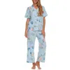 Flora By Flora Nikrooz 2pc Printed Knit Pajama Set In Blue