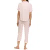 Flora By Flora Nikrooz Annie Short Sleeve & Capri Print Pajamas In Light Beige