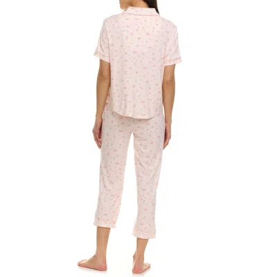Flora By Flora Nikrooz Annie Short Sleeve & Capri Print Pajamas In Light Beige