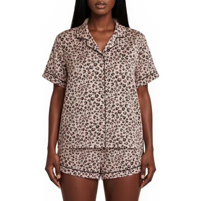 Flora By Flora Nikrooz Brenna Piped 3-piece Pajamas In Brown