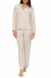 Flora By Flora Nikrooz Cecilia Notch Collar Jacquard Trim Pajamas In Neutral