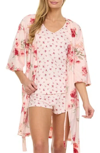 Flora By Flora Nikrooz Dalphene 3-piece Travel Pajamas Set In Pink