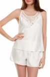Flora By Flora Nikrooz Emma Lace Cami Satin Pajamas In Ivory